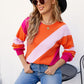 Striped Round Neck Long Sleeve Knit Sweater