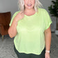 Round Neck Cuffed Sleeve Top in Lime