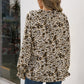 Printed Tie Neck Frill Trim Flounce Sleeve Blouse