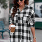 Plaid Curved Hem Dropped Shoulder Longline Shirt Jacket