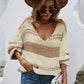 Color Block Scoop Neck Dropped Shoulder Sweater