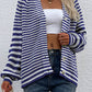 Striped V-Neck Button-Down Cardigan