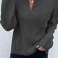 Notched Long Sleeve Sweater