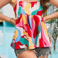 Multicolor Square Neck Abstract Print Top
