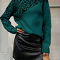Leopard Mock Neck Dropped Shoulder Sweater