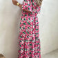 Wide Sleeves Floral Print Maxi Dress