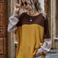 Color Block Waffle-Knit Long Sleeve Top