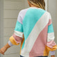 Color Block Round Neck Long Sleeve Sweater