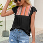 Contrast Print Butterfly Sleeve Top
