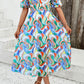 Smocked Printed V-Neck Short Sleeve Dress