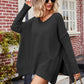 V-Neck Slit Exposed Seam Sweater