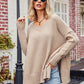 V-Neck Slit Exposed Seam Sweater