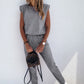 Padded Shoulder Top and Joggers Lounge Set