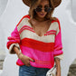 Color Block Scoop Neck Dropped Shoulder Sweater