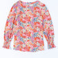 Floral Print Long Puff Sleeve Blouse