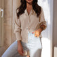 Lapel Collar Buttoned Puff Sleeve Shirt