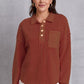 Quarter Button Dropped Shoulder Sweatshirt