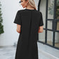 Notched Puff Sleeve Shift Dress