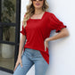 Square Neck Flounce Sleeve Top