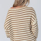 Boat Neck Long Sleeve Striped Sweater