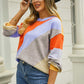 Color Block Round Neck Long Sleeve Sweater