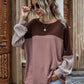 Color Block Waffle-Knit Long Sleeve Top