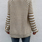 Striped V-Neck Button-Down Cardigan