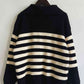 Striped Half Zip Collared Sweater