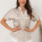 Printed Notched Neck Short Sleeve Top