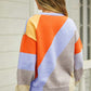 Color Block Round Neck Long Sleeve Sweater