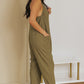 Spaghetti Strap Deep V Jumpsuit with Pockets