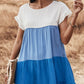Color Block Round Neck Tiered Dress