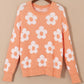 Flower Round Neck Dropped Shoulder Sweater