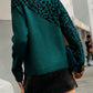 Leopard Mock Neck Dropped Shoulder Sweater