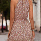 Floral Frill Trim Keyhole Sleeveless Dress
