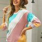 Color Block Round Neck Long Sleeve Sweater