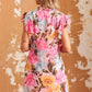 Notched Neck Ruffle Floral Dress