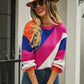 Colorblock Long Sleeve Round Neck Knit Sweater
